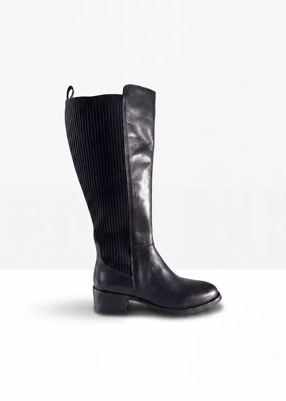 Stivali larghi in pelle, bonprix