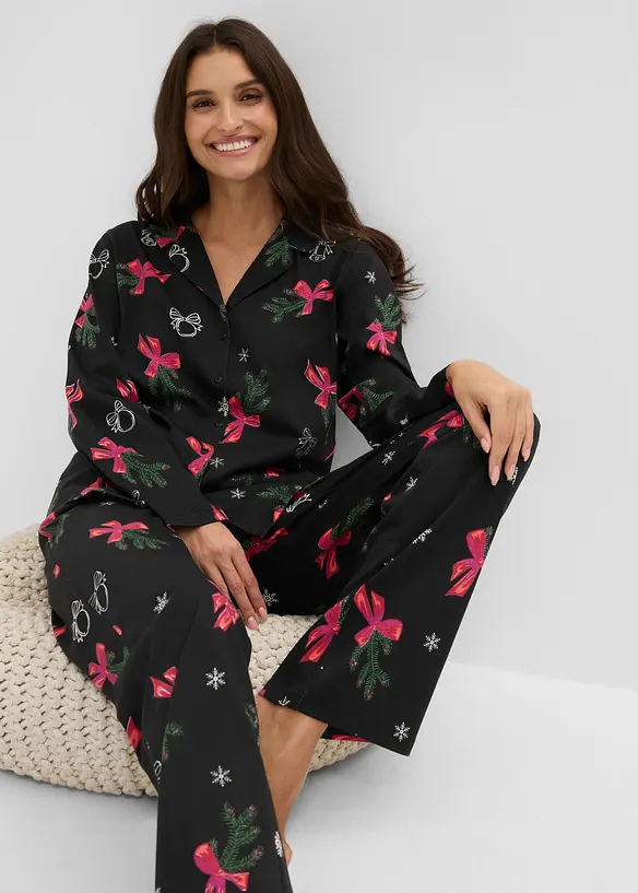 Pigiama in puro cotone con sacchetto regalo, bonprix