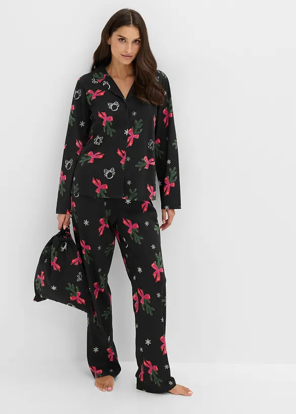 Pigiama in puro cotone con sacchetto regalo, bonprix