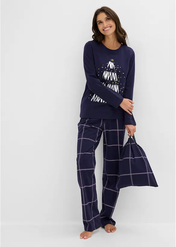 Pigiama in morbido cotone con sacchetto regalo, bonprix