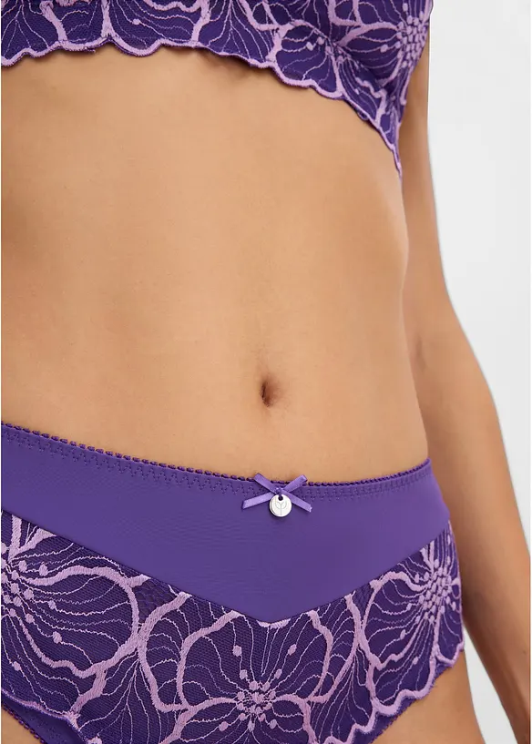 Slip alto con pizzo bicolore, bonprix