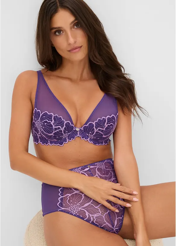 Reggiseno con coppe preformate e pizzo bicolore, bonprix