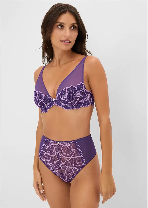 Reggiseno con coppe preformate e pizzo bicolore, bonprix
