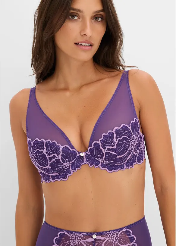 Reggiseno con coppe preformate e pizzo bicolore, bonprix