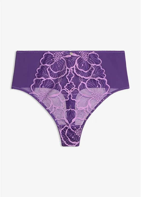 Perizoma a vita alta con pizzo bicolore, bonprix