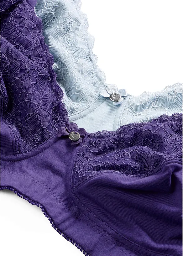 Reggiseno senza ferretto con cotone biologico e pizzo (pacco da 2), bonprix