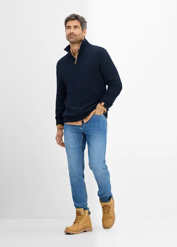 Maglione con collo alto e zip, regular fit, bonprix