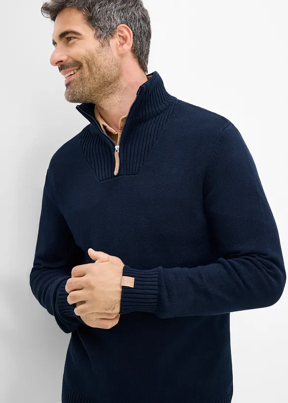 Maglione con collo alto e zip, regular fit, bonprix