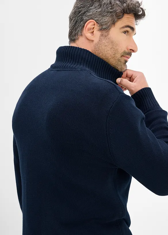 Maglione con collo alto e zip, regular fit, bonprix