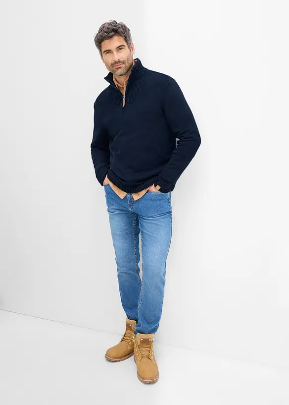 Maglione con collo alto e zip, regular fit, bonprix