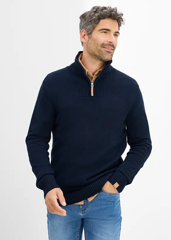 Maglione con collo alto e zip, regular fit, bonprix