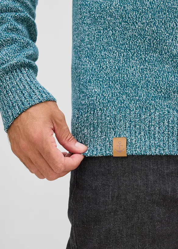 Maglione con collo alto e zip in puro cotone, bonprix
