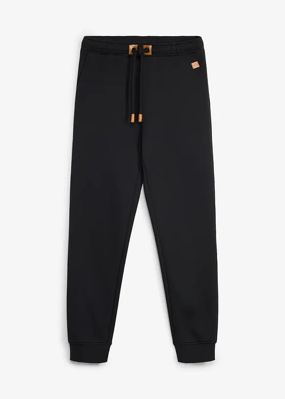 Pantaloni da jogging pesanti con dettagli in PU, bonprix