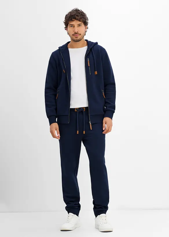 Felpa pesante con zip e dettagli in PU, bonprix