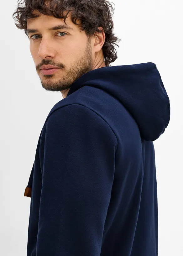 Felpa pesante con zip e dettagli in PU, bonprix