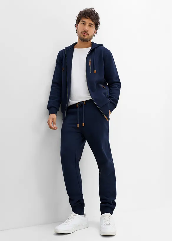 Felpa pesante con zip e dettagli in PU, bonprix