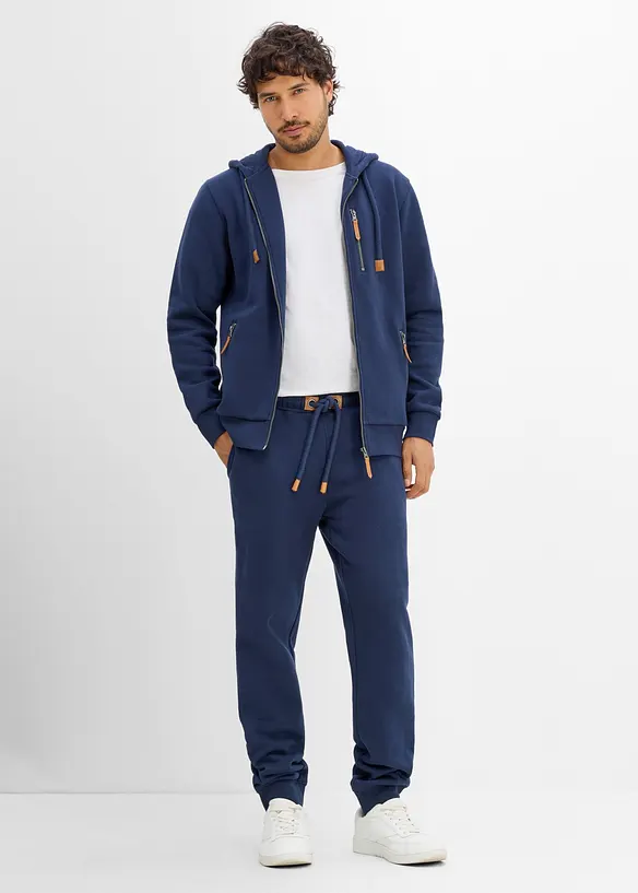 Pantaloni da jogging pesanti con dettagli in PU, bonprix