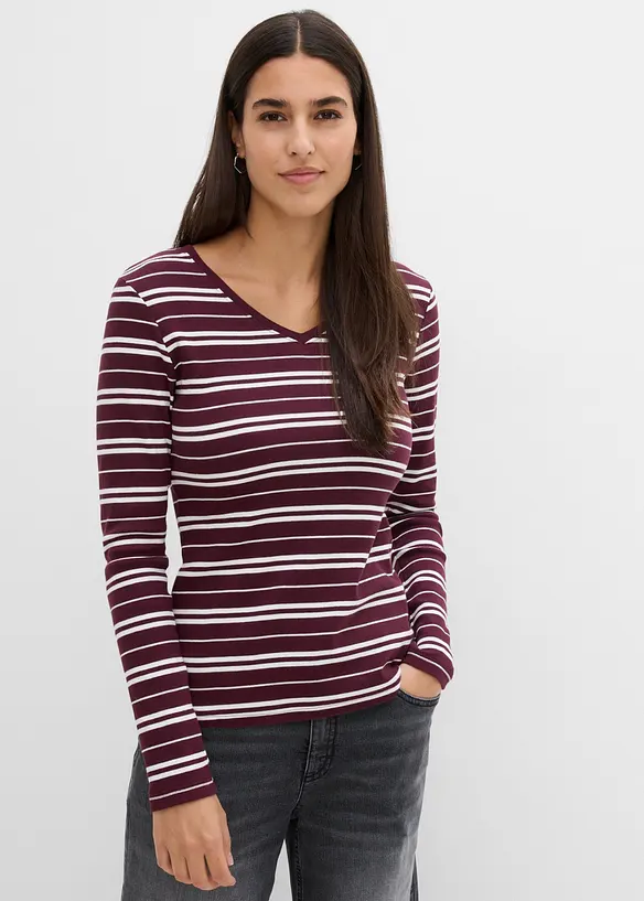 Maglia a maniche lunghe in misto cotone biologico elasticizzato (pacco da 2), bonprix