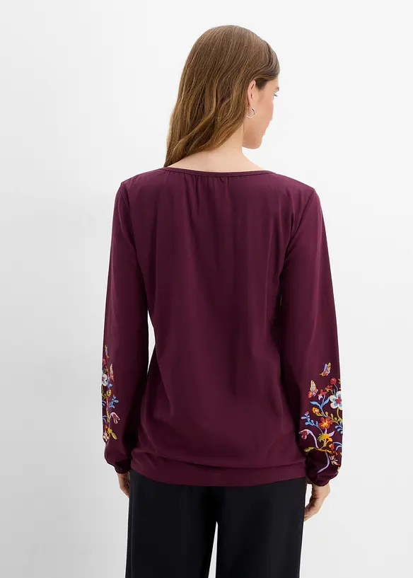 Maglia a maniche lunghe in cotone biologico elasticizzato, bonprix