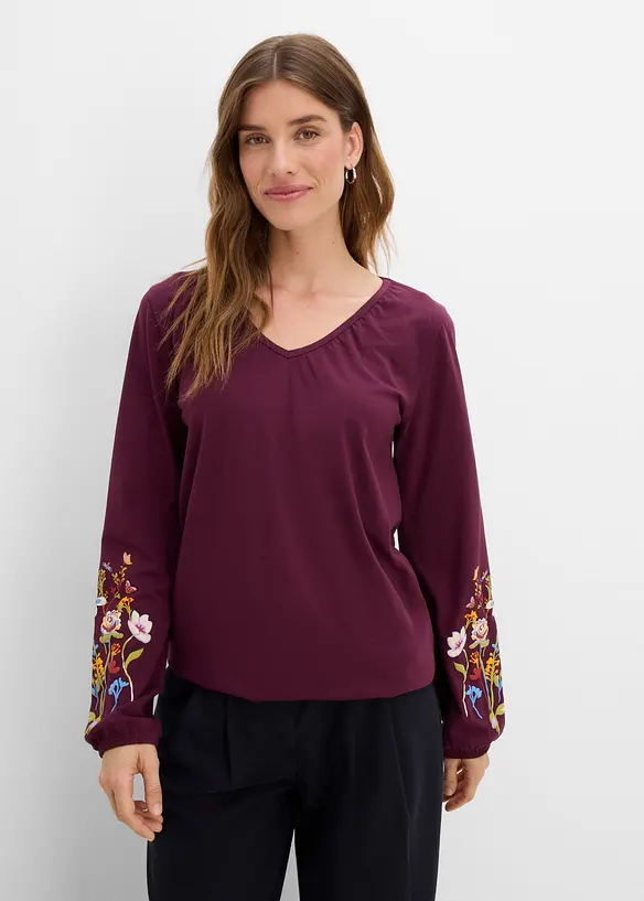 Maglia a maniche lunghe in cotone biologico elasticizzato, bonprix