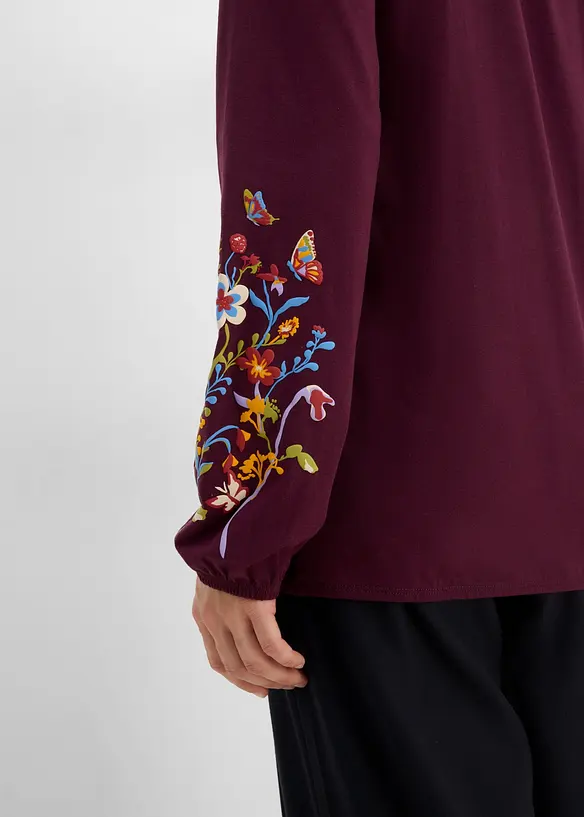 Maglia a maniche lunghe in cotone biologico elasticizzato, bonprix