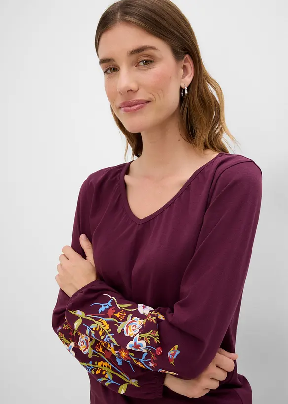 Maglia a maniche lunghe in cotone biologico elasticizzato, bonprix