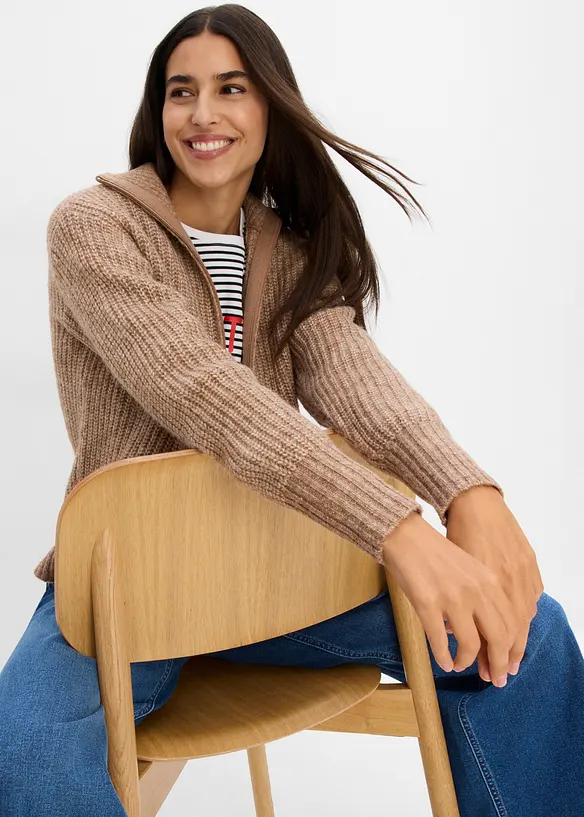 Cardigan in filato grosso con percentuale di lana, bonprix