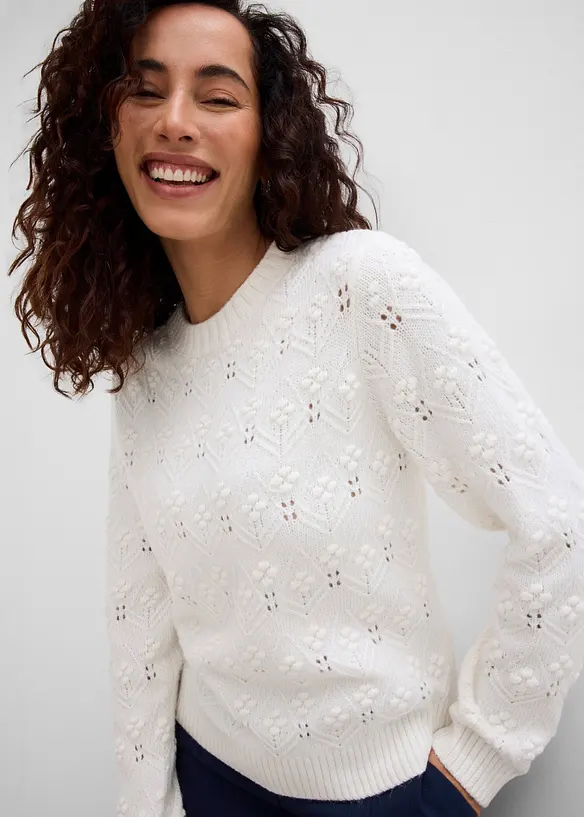 Maglione con motivo traforato, bonprix