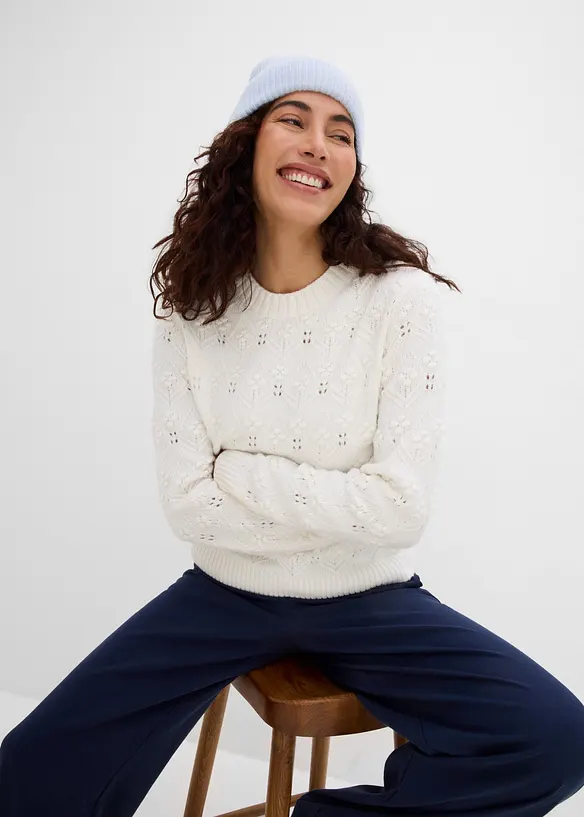 Maglione con motivo traforato, bonprix