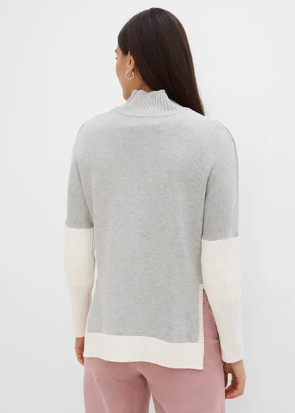 Maglione loose fit in misto cotone con spacchetti laterali, bonprix