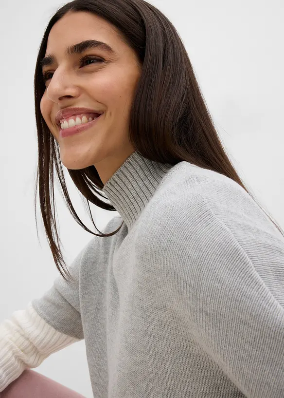 Maglione loose fit in misto cotone con spacchetti laterali, bonprix