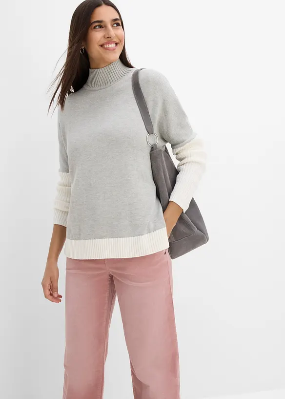 Maglione loose fit in misto cotone con spacchetti laterali, bonprix