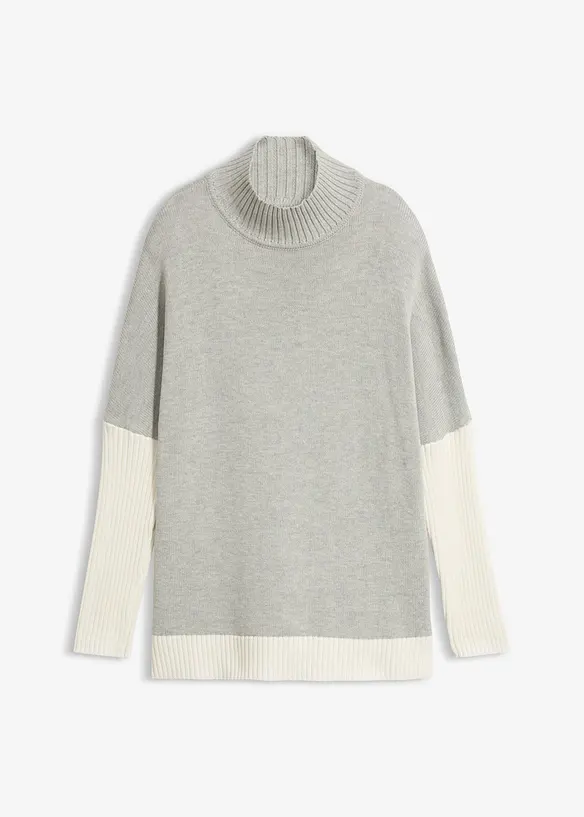 Maglione loose fit in misto cotone con spacchetti laterali, bonprix