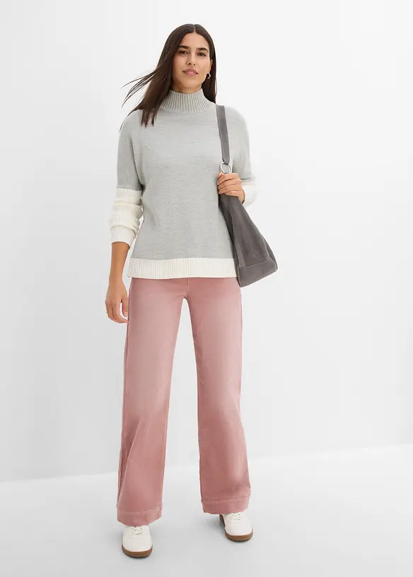 Maglione loose fit in misto cotone con spacchetti laterali, bonprix