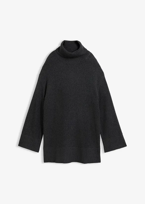 Maglione oversize a collo alto in misto cotone, bonprix