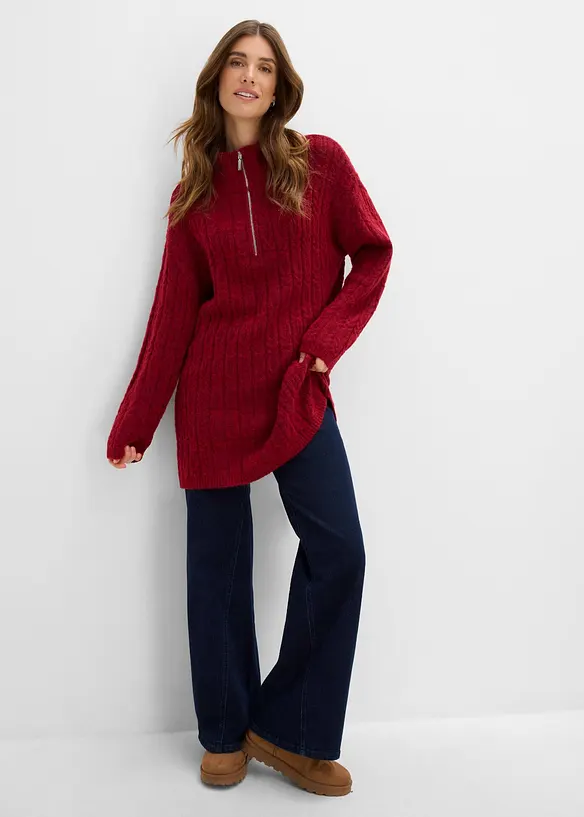 Maglione lungo a trecce, bonprix