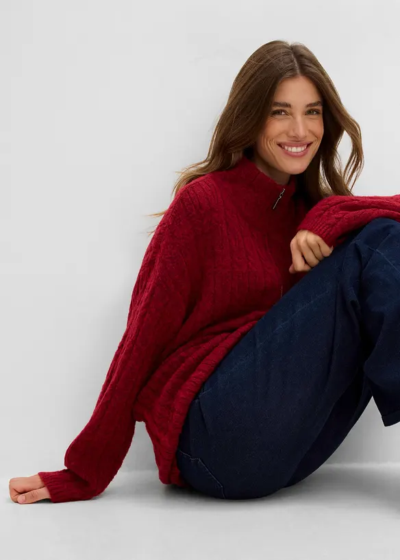 Maglione lungo a trecce, bonprix