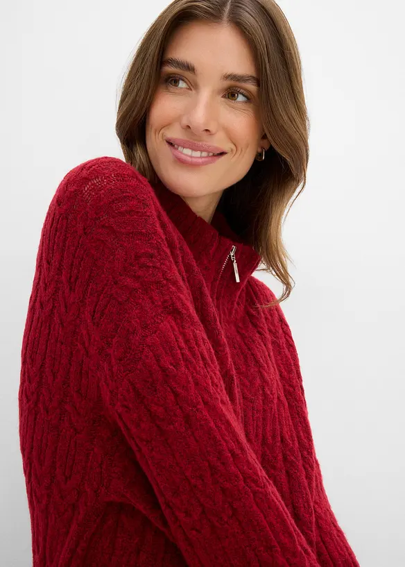 Maglione lungo a trecce, bonprix