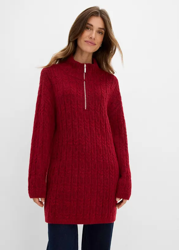 Maglione lungo a trecce, bonprix