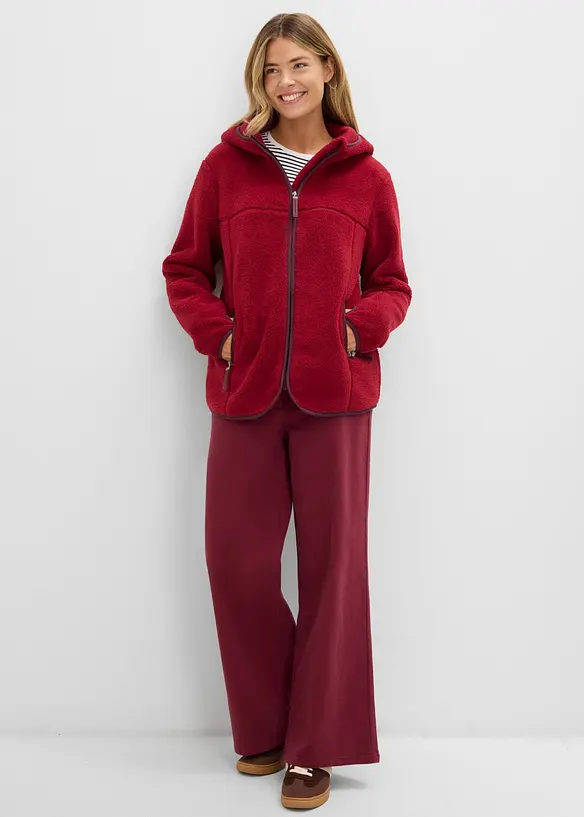 Giacca in pile teddy con cappuccio, bonprix