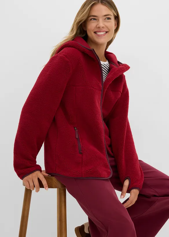 Giacca in pile teddy con cappuccio, bonprix