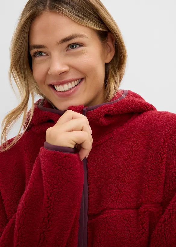 Giacca in pile teddy con cappuccio, bonprix