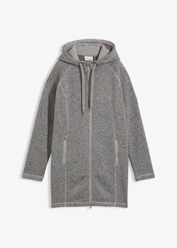 Giacca lunga in pile con cappuccio, bonprix