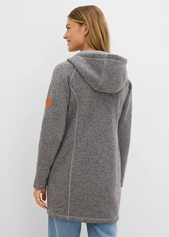 Giacca lunga in pile con cappuccio, bonprix