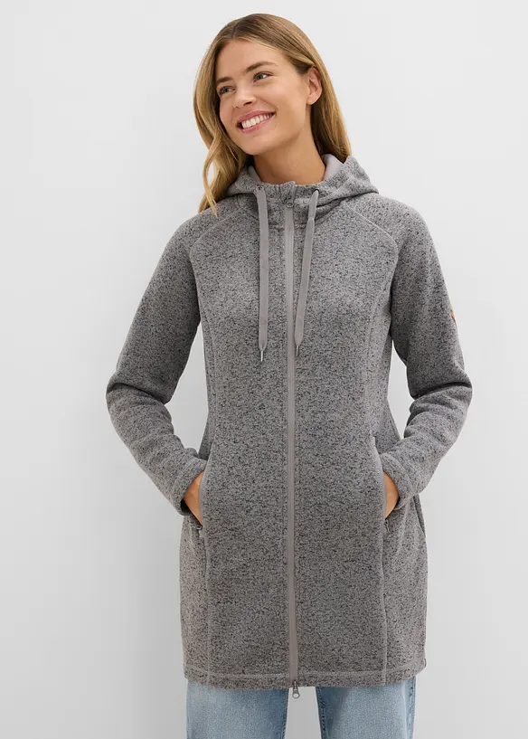 Giacca lunga in pile con cappuccio, bonprix