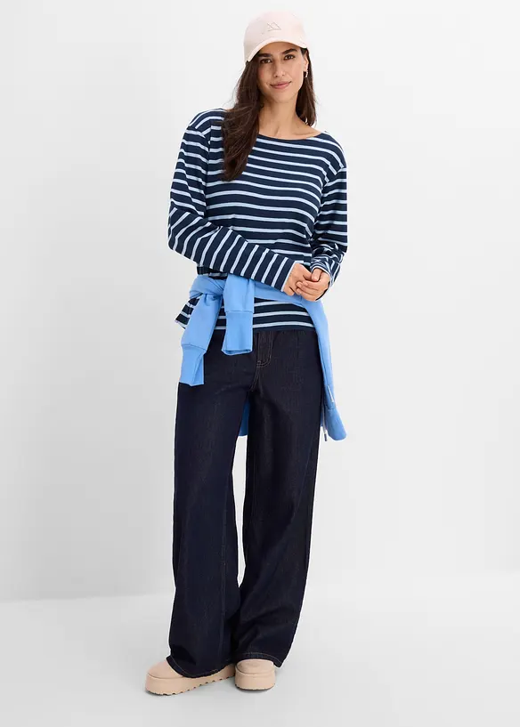 Maglia a maniche lunghe in puro cotone biologico (pacco da 2), bonprix