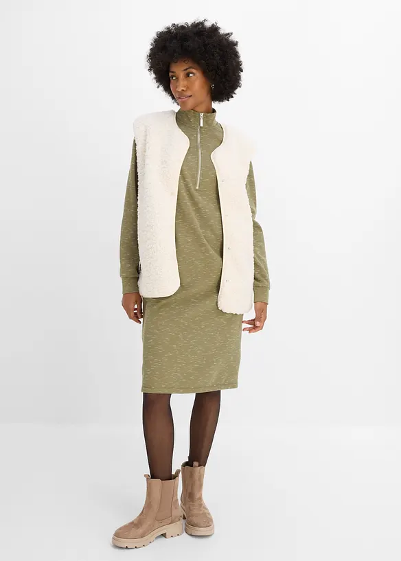 Abito in felpa con mezza zip, bonprix