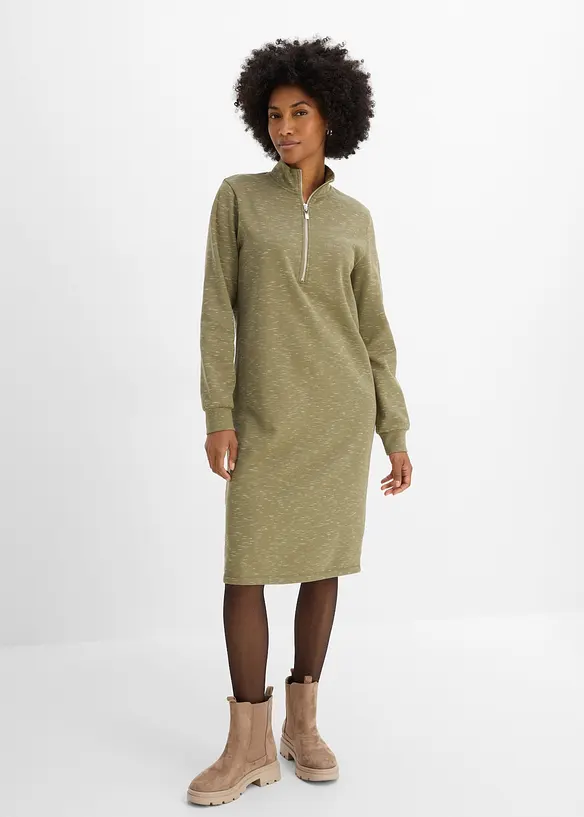 Abito in felpa con mezza zip, bonprix