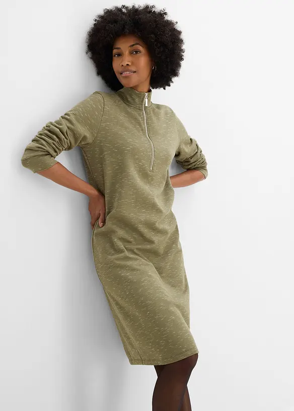 Abito in felpa con mezza zip, bonprix