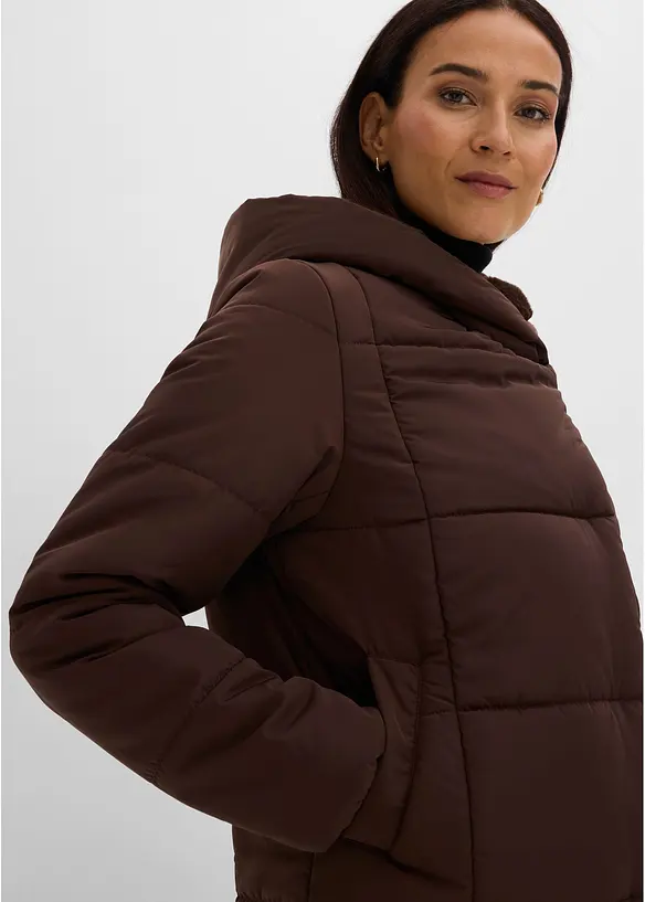 Giacca trapuntata con inserto in pelliccia sintetica, bonprix